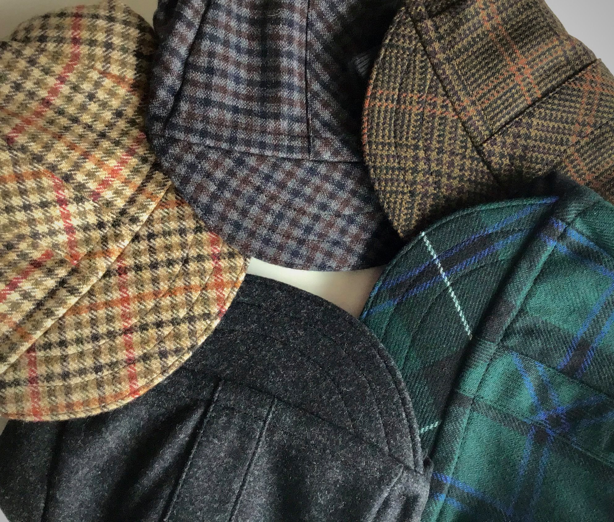 cycling hats in plaid colours 