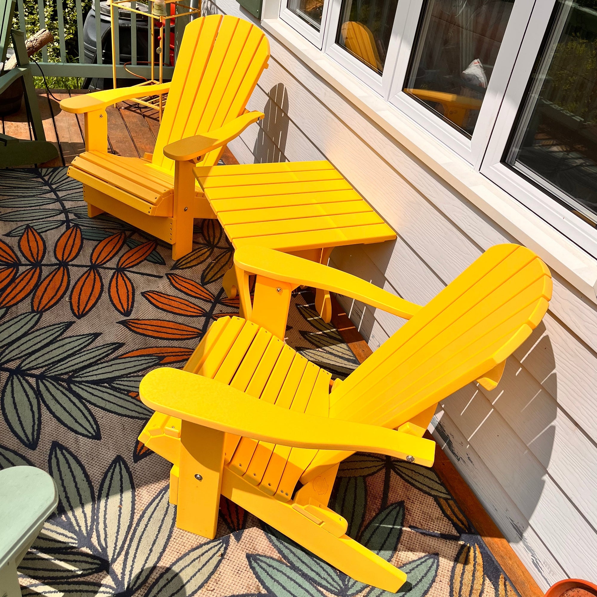 yellow painted outdoor chairs 