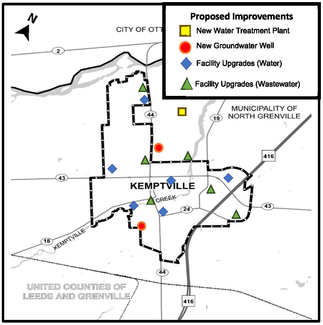 map outlining study area around urban Kemptville